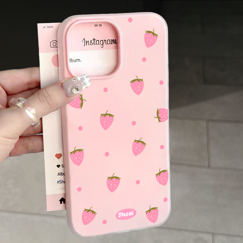 Sweet Pink Strawberry Pattern  - đánh giá và giá Xiaomi Redmi Note 13