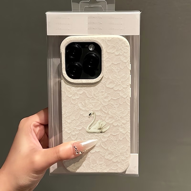 Lace Swan Pattern Lychee Textu - đánh giá và giá Apple Iphone 15 Pro Max